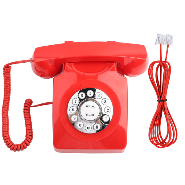 Western Style Vintage Antique Telephone Numbers Storage Clear Sound Retro Telephone ‑ Red