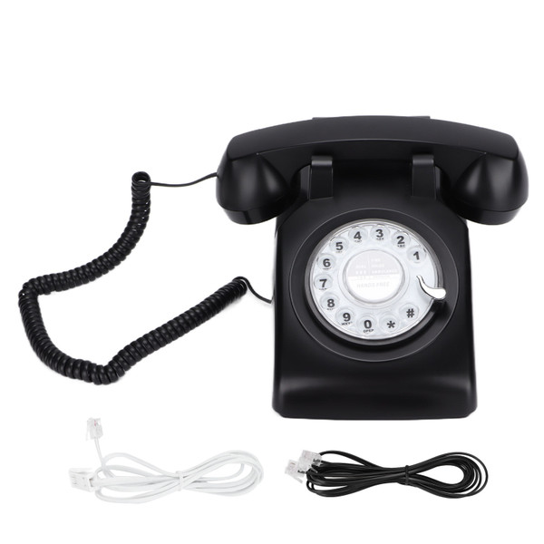 Retro Rotary Landline 60s Old Fashioned Classic Rotary Dial Wired Fixed Landline TelephoneBlack