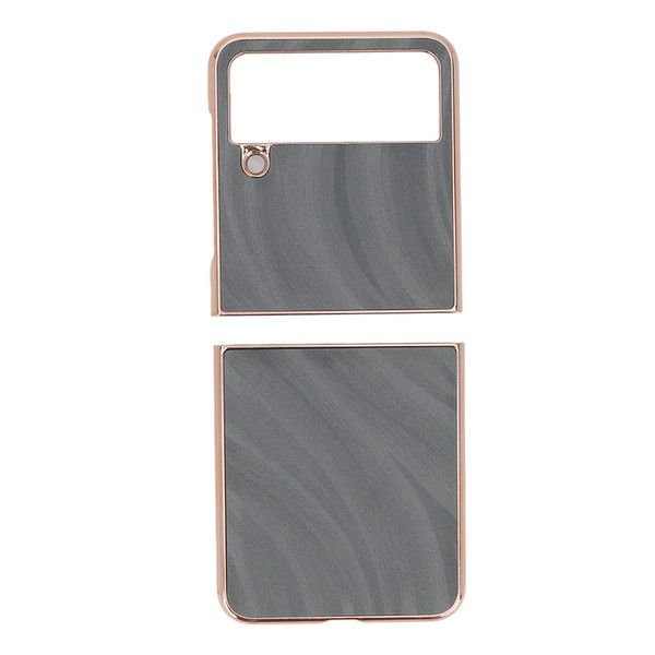 Folding Phone Protective Cover Nano Plating Texture Prevent Scratch Phone Cover for Samsung Galaxy Z Flip4 Grey