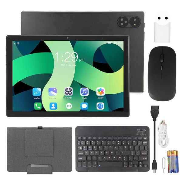 2 in 1 Tablet 10.1 Inch for Android 12.0 with Keyboard Mouse 8GB 256GB 5G WIFI 4G Calling Tablet Computer 100‑240V Black EU Plug