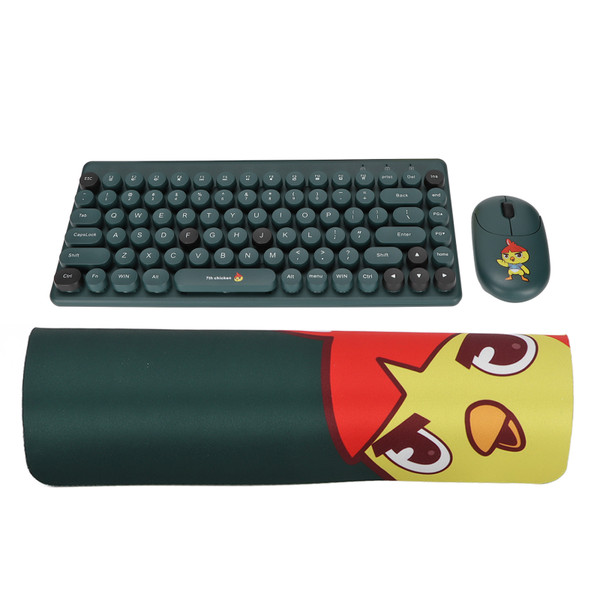 Wireless Keyboard Mouse Combo Ergonomic Design 2.4G USB Quiet 86 Keys Round Keycap Wireless Mechanical Keyboard Mouse Set Green