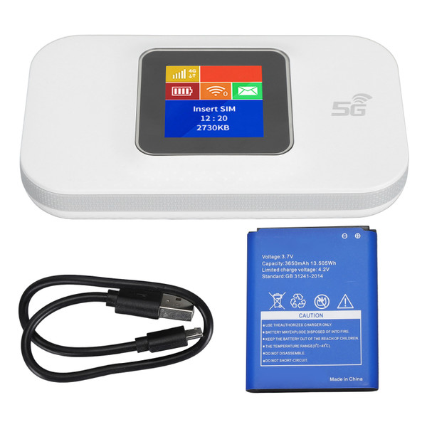 4G Portable WiFi 1.44in Color Screen Mobile WiFi Hotspot Router with Micro SIM Card Slot for Phone Tablet Laptop White
