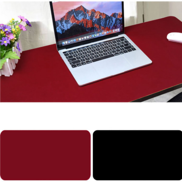 Computer Desk Mat Oversized Ultra Thin 2mm Double Sided Waterproof PU Leather Desk Mat for Office Work Home60x30cm Black Red