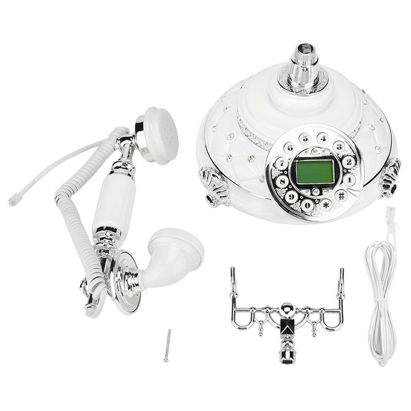 MS-8315A EU Type Retro Style Landline Silver Plated Gemstone Home Office Telephone(Backlight)