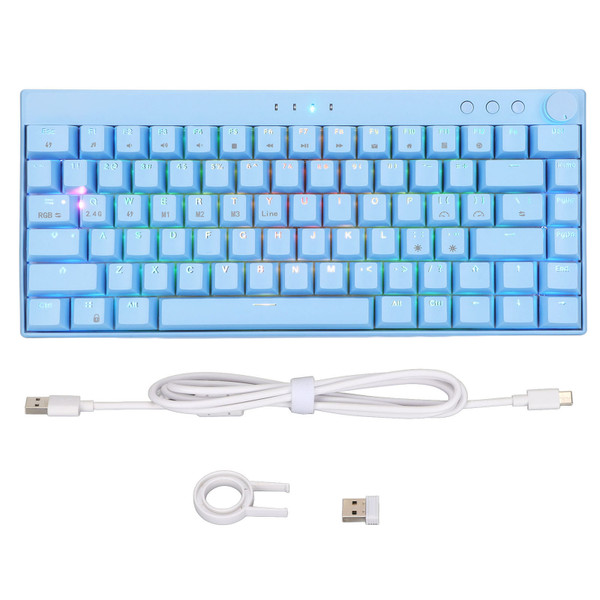 Blue Mechanical Keyboard 82 Key Three Mode Keyboard with RGB Compatible for Windows for IOS for AndroidBlue Switch