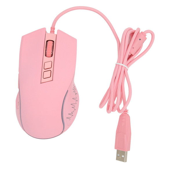 Gaming Mouse USB2.0 4 Adjustable DPI RGB Backlit Ergonomic Design Optical Sensor Laptop Mouse for Gaming Office Home Pink