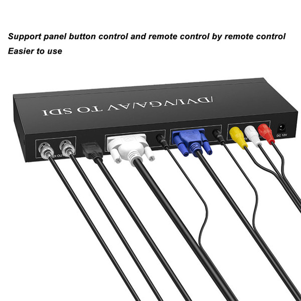 Multi Video Format to SDI Converter HD 3G SDI 1080P60 HD Multimedia Interface DVI VGA AV to SDI Converter 100‑240V EU Plug