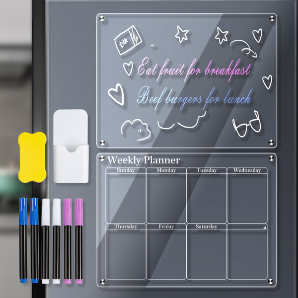 Clear Acrylic Magnetic Monthly / Weekly / Blank Planning Board for Fridge Calendar 40*30cm