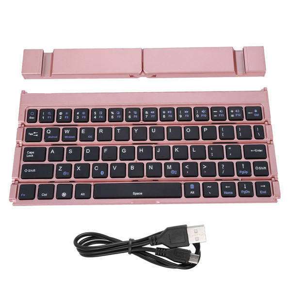 Universal Foldable Wireless Bluetooth3.0 Keyboard Portable for Laptop Tablet Phone Rose Gold