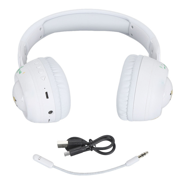 Kids Bluetooth Headphones with RGB Lights 15H Playtime HiFi Stereo Wireless and Wired Kids Headset with Detachable Mic White