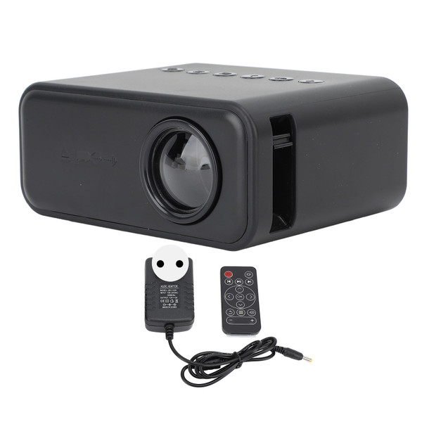 Mini Projector Multifunction HD 1080P WiFi Wireless Wired Screen Projection Remote Control USB Portable Home Theater Projector 100‑240V Black EU Plug
