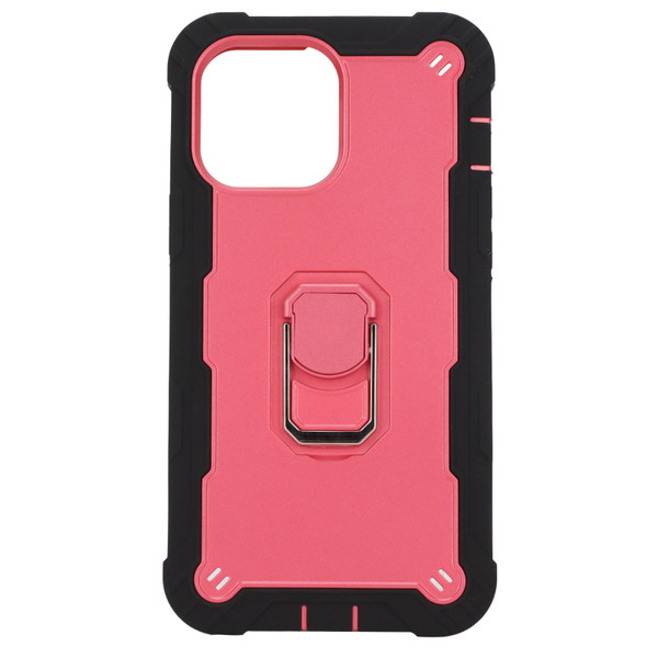 Scratchproof Armor Covers with Stand for IPhone 13 Pro Max Mobile Phones Armor Protect Case(Black Pink )