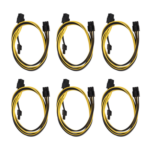 6Pcs GPU Power Cables PCIE 6Pin to 8Pin Male to Male Power Supply Accessories for TT for OCZ