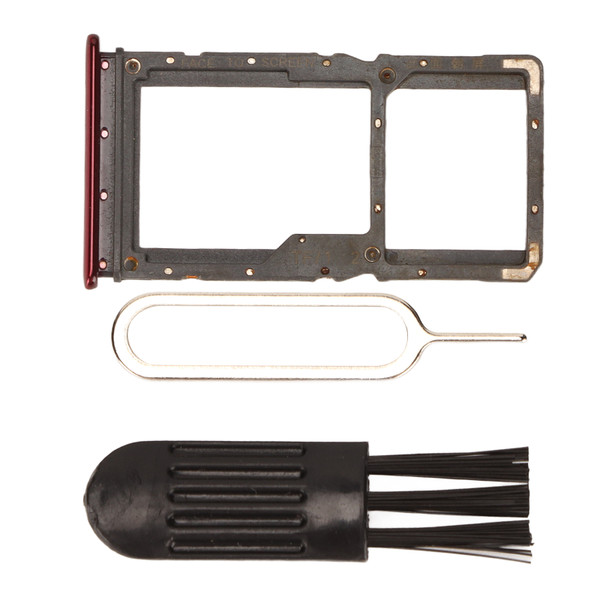 Sim Card Tray Set Plastic SIM Card Slot Holder Replacement with Card Pin and Brush for Redmi Note 7 Note 7 Pro Phone Red