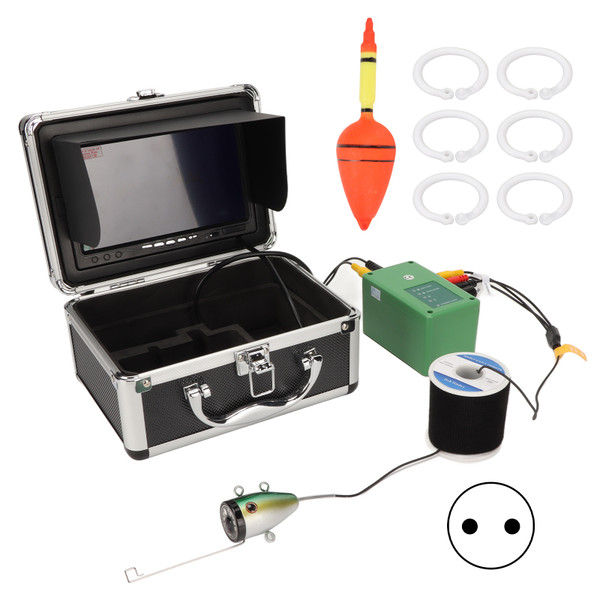 Underwater Fishing Camera 1000TVL Depth Temperature Display 7 Inch LCD Screen Waterproof Portable Fish Finder 100‑240V EU Plug