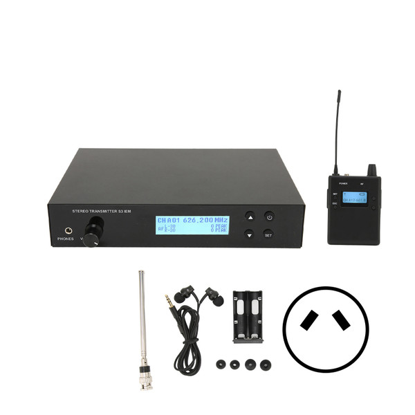 Wireless Earbud Monitor System 626‑662MHz 90dB 3 Modes Monitor Ear Return System for Band Singers 110‑240VAU Plug