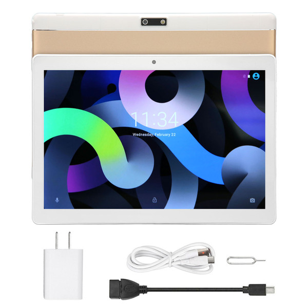 10.1 Inch Tablet for Android 12.0 4G Call 5G WiFi 12GB RAM 256GB ROM 1920x1200 IPS 8MP 20MP Cameras Tablet PC 100‑240V Gold US Plug