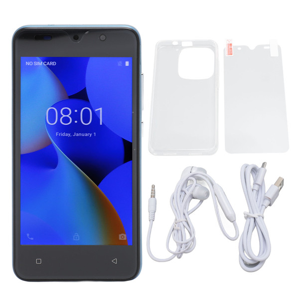 Smartphone Ultra Thin Face Recognition 4GB+32GB 8MP+8MP Dual Camera 5.0in 1440x3040 Resolution Cell Phone Blue