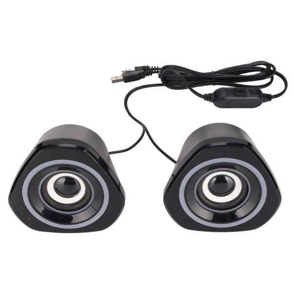 Computer Speakers Small USB Powered Plug and Play Wired Desktop Speakers with LED Light for Xbox PC SmartphoneStandard Black Color Lights
