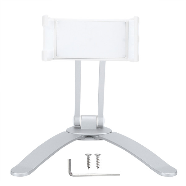 2 in 1 Kitchen Desktop Plate Aluminium Alloy Tablet PC Phone Hanging Wall Bathroom Bracketwhite