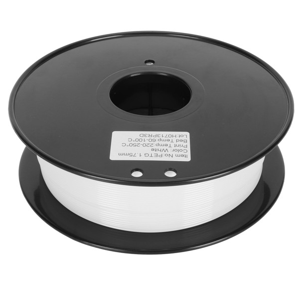 3D Printer Filament Professional 1.75mm Diameter 1KG 2.2LBS Spool Accuracy 0.02mm PETG Filament for 3D Printers White