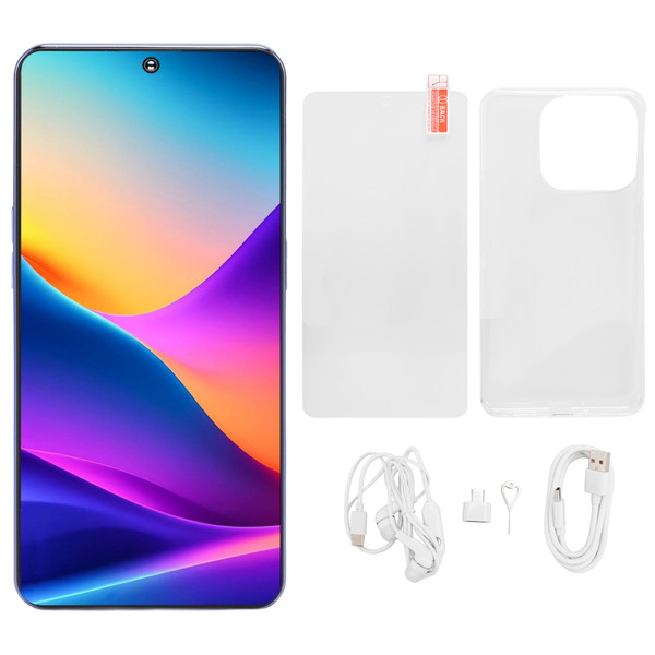 Ultra Slim Smartphone 4G LTE 6.53 Inch HD 12GB RAM 256GB ROM 8MP Front 32MP Rear Camera Face Fingerprint Recognition Cell Phone for Android 13 Purple