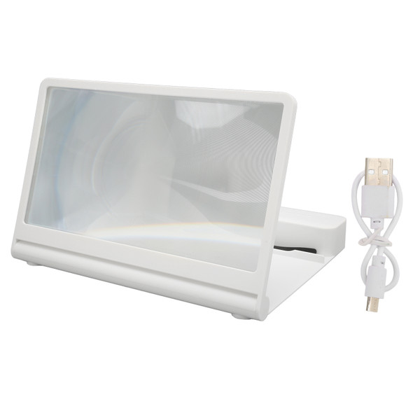 Phone Screen Magnifier 3D HD Magnifying Projector Screen Enlarger with Bluetooth Speaker for Movies Videos Games White
