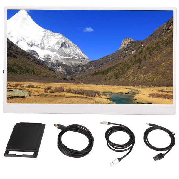 Portable Monitor 1080P 17.3 Inch IPS HDR HD Multimedia Interface Type C External Display for XBOX for PS5 Phone PC White