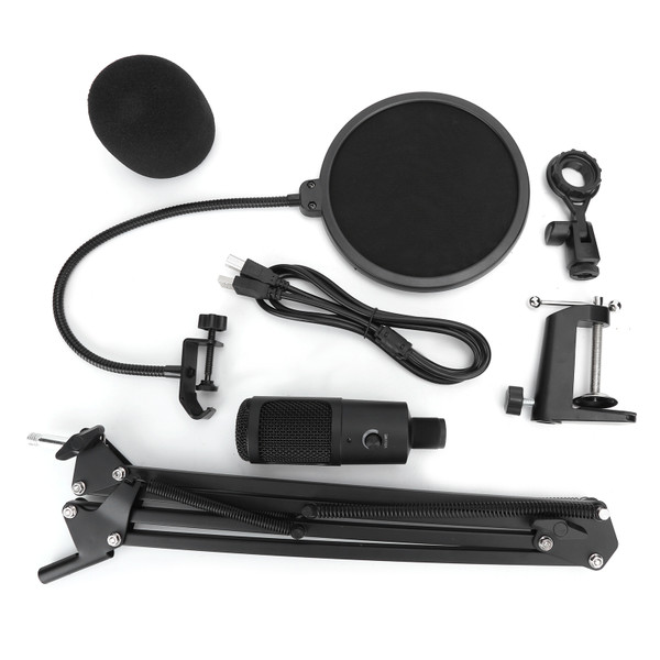A6 Condenser USB Microphone Audio Kit Bracket Sound Recording Set for Desktop PC Computer