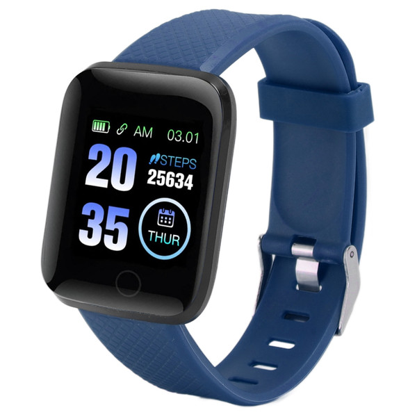 116 Plus Smart Watch 1.3 Inch TFT Color Screen IP67 Waterproof Sports Smart Watch with Bluetooth Message Reminder Blue