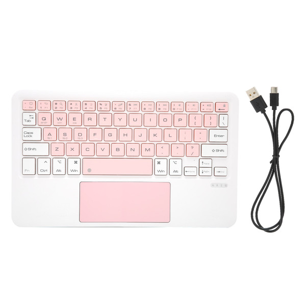 Wireless Keyboard Multi Touch Sensitive Operation Small Portable Rechargeable Keyboard for IOS TabletWhite Pink