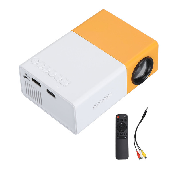 Mini Projector 1080P Full HD Portable LED Projector Home Theater Movie Projector for Kids 100‑240V Yellow White UK Plug