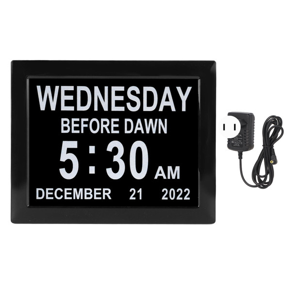 8inch Digital Day Calendar Clock Alarm Reminders Auto Dimming Large Display Elderly Digital Clock 110‑240V US Plug