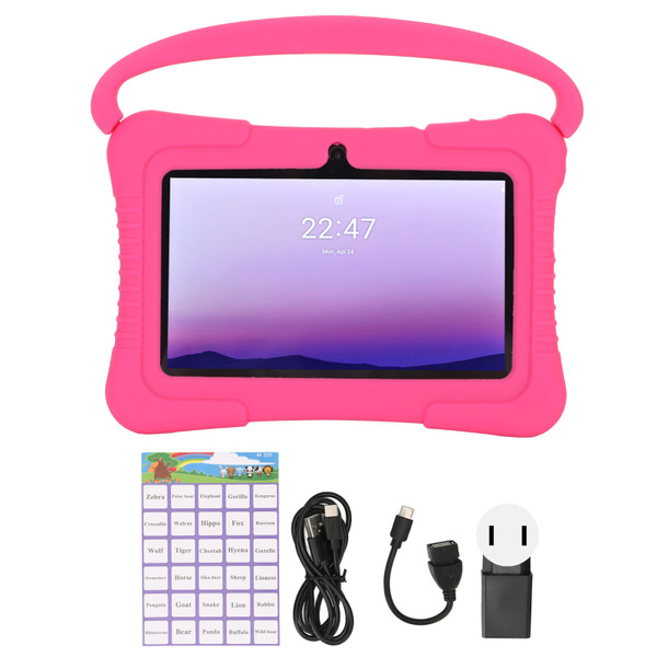 7in Kids Tablet 2GB 32GB Quad Core Processor Dual Camera 3D Design Toddler Tablet with Protective Cover for Android 10 110‑240V Pink US Plug