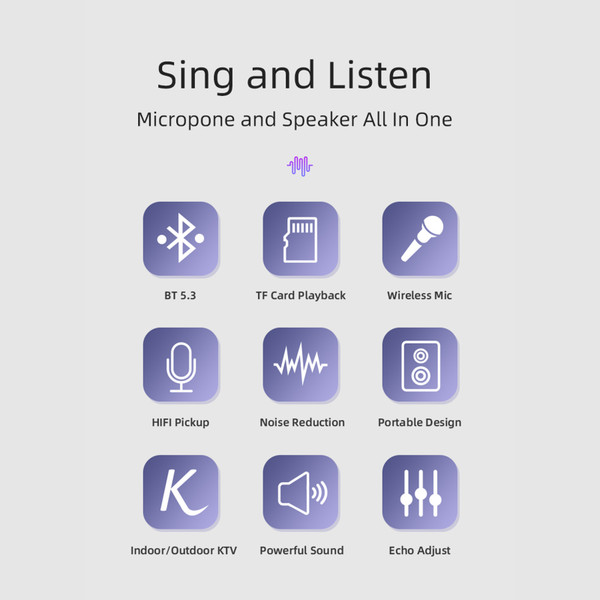 Mini BT Karaoke Machine Karaoke Speaker with Wireless Microphones Dazzling Color Light Effect for Adults & Kids Home Party