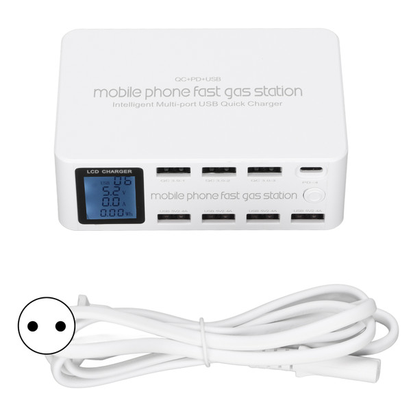 WLX‑818D 100W 8 Ports USB Charger Station for IPhone Phones Multiport LCD Display ChargerEU Plug