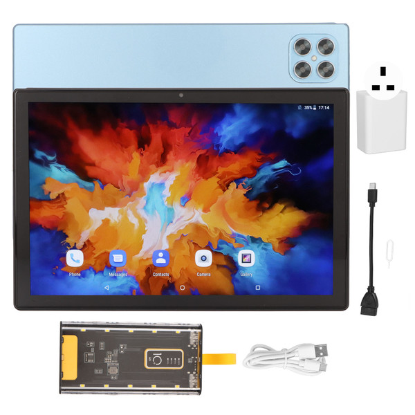 10.1 Inch Tablet 2 in 1 Smart Tablet for Android 11.0 1920X1200 Resolution Tablet with 10000mAh Mobile Power Supply 100‑240V Blue UK Plug