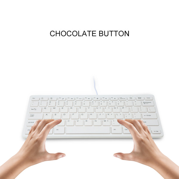 USB Mini Keyboard with Chocolate Buttons Stylish and Portable Keyboard for Desktop, Laptop Use at Home and Office (White)