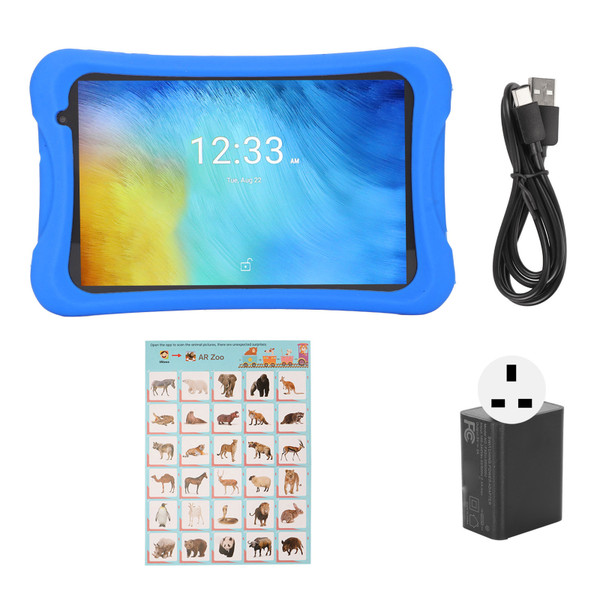 8 Inch Kids Tablet Multifunction 2GB RAM 32GB ROM Quad Core Processor HD IPS Screen Tablet PC for Android 10 100‑240V UK Plug