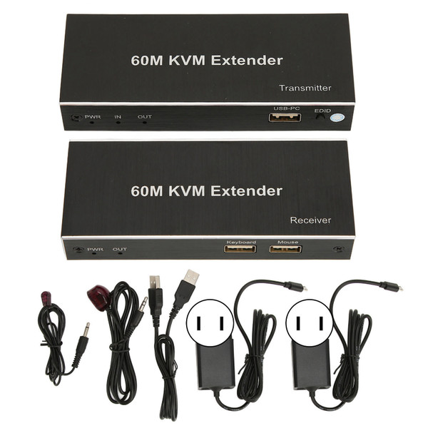 60m KVM Extender Multifunctional 1080P 60Hz HD Multimedia Interface KVM USB Extender for TV DVD Player PC 100‑240V