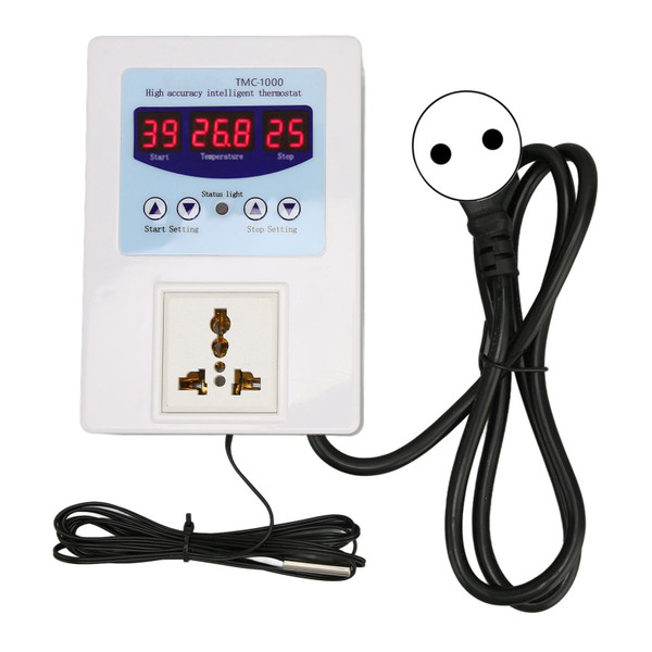 Digital LED Temperature Controller Waterproof Plug and Play Heating Cooling Thermostat for Breeding Aquariums 110‑240V EU Plug