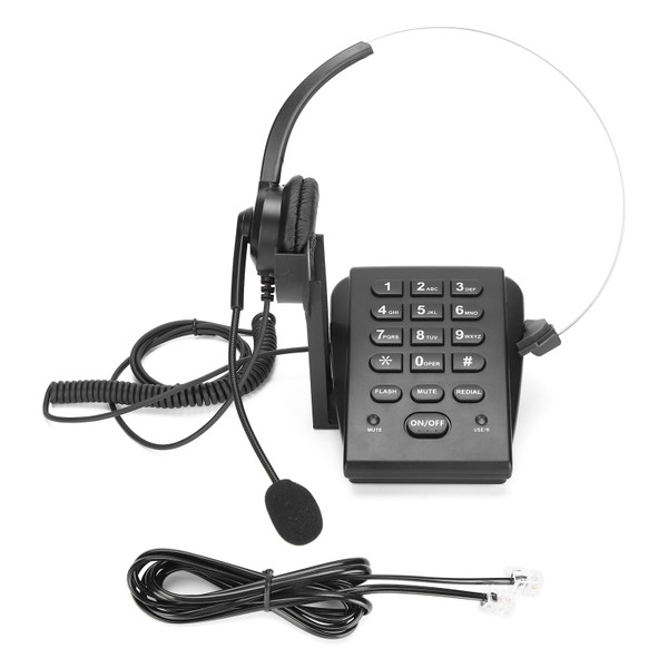 HT700 Corded Telephone with Headset Call Center Telephone with Omnidirectional Microphone Headset for Office Home
