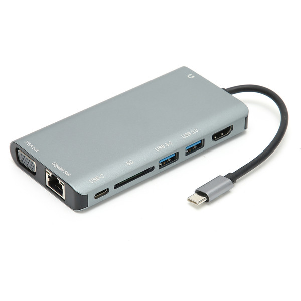 8 in 1 TypeC Docking Station TypeC to HD Multimedia Interface VGA/USB3.0 Adapter