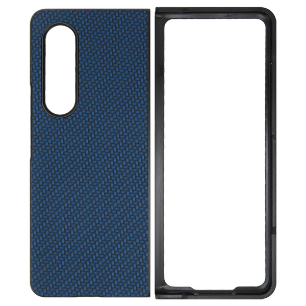Phone Cover Folding Mobile Phone Protective Case Full Protection for Galaxy Z Fold 3 Carbon Fiber TextureBlue