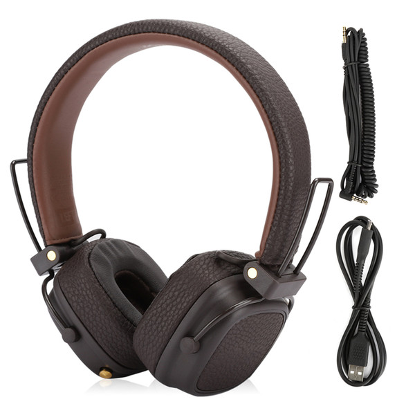Wireless Bluetooth Headset Long Battery Life Ergonomic on Ear Headphones with 3.5mm Interface(Brown )