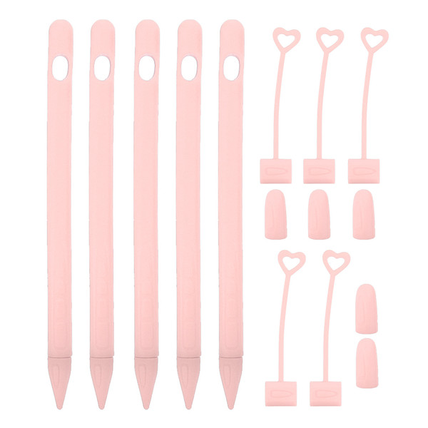 Soft Silicone Stylus Pen Sleeve Tablet Touch Pen AntiSlip Fall Protective Cover for iOS Pencil(Pink )