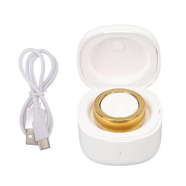 Smart Fitness Tracker Ring IP68 Waterproof Bluetooth Pedometer Smart Ring with LED Breath Light Charging Case for Android for IOS Inner Diameter 18.2mm Gold