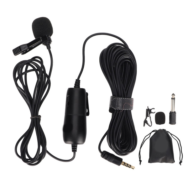S2 Lavalier Microphone Professional Lapel Mic with 6.5mm Adapter for Recording Video Vlogs Podcasts Interviews