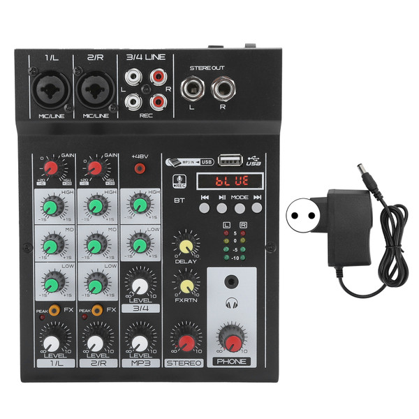 Portable 4 Channel BT Mixing Console Digital Audio Mixer Builtin Reverb Effect