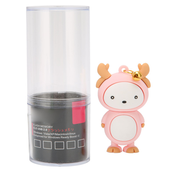 U DISK USB2.0 Interface Vibration Resistant Portable Hot Swap Cute Cartoon Style Memory Stick for Laptop Pink 32GB